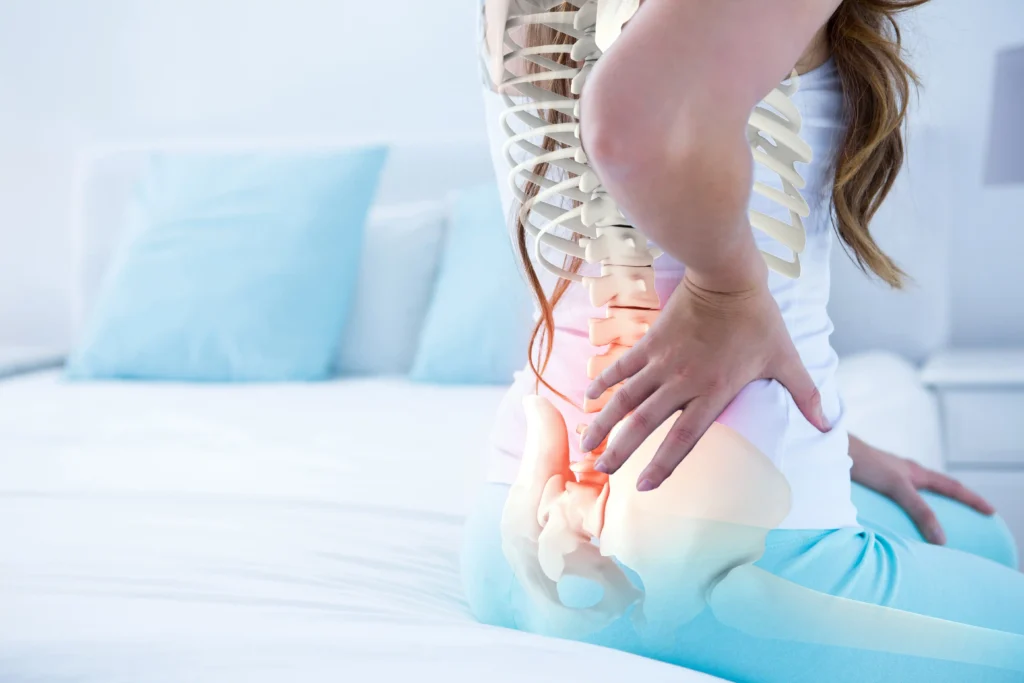 Sciatic nerve pathway from lower back to leg
