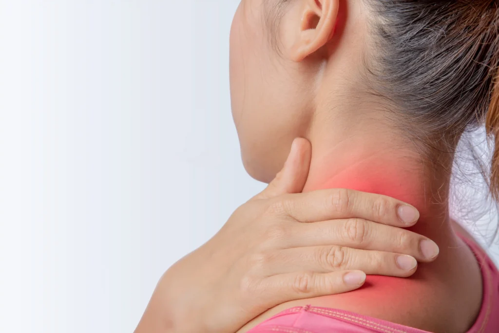Red pain zone indicating a crick in the neck