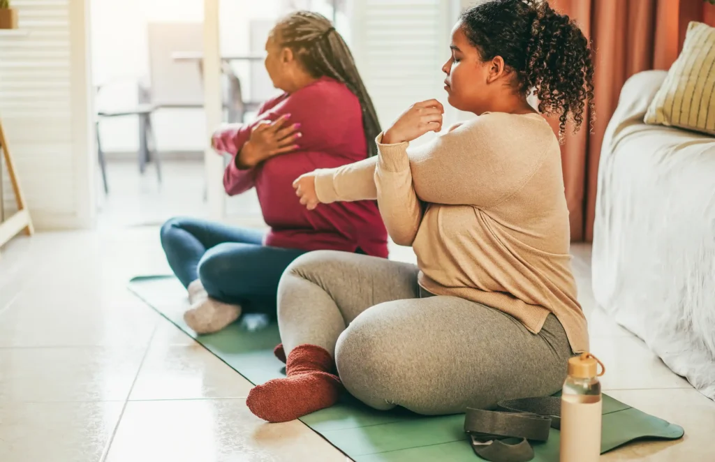 Women stretching